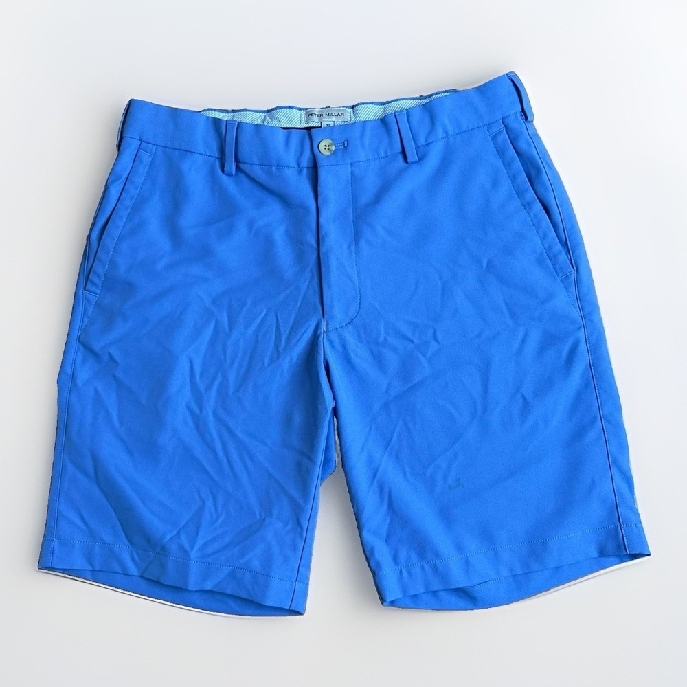 Peter Millar Shorts Mens 32 Blue Salem Performance 9" Golf Chino Stretch